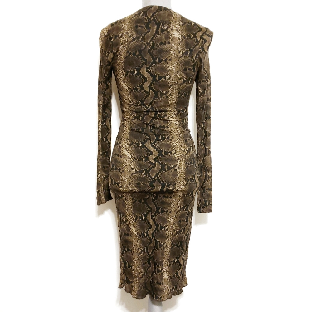 Kenneth Cole Long Sleeve Python Print Ruched Dress - image 3